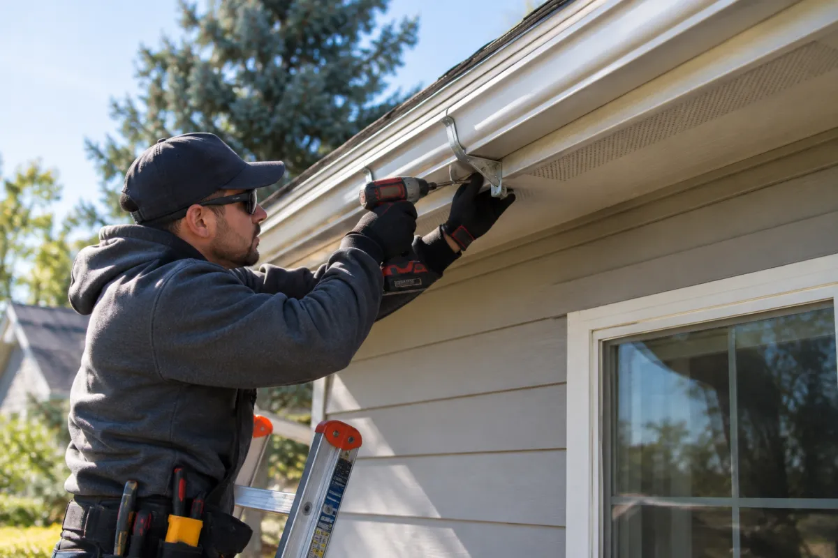 Secure loose gutters before water damage