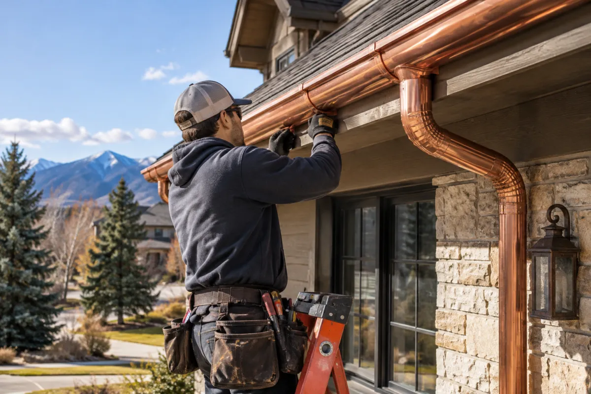 Copper gutters built for Colorado weather
